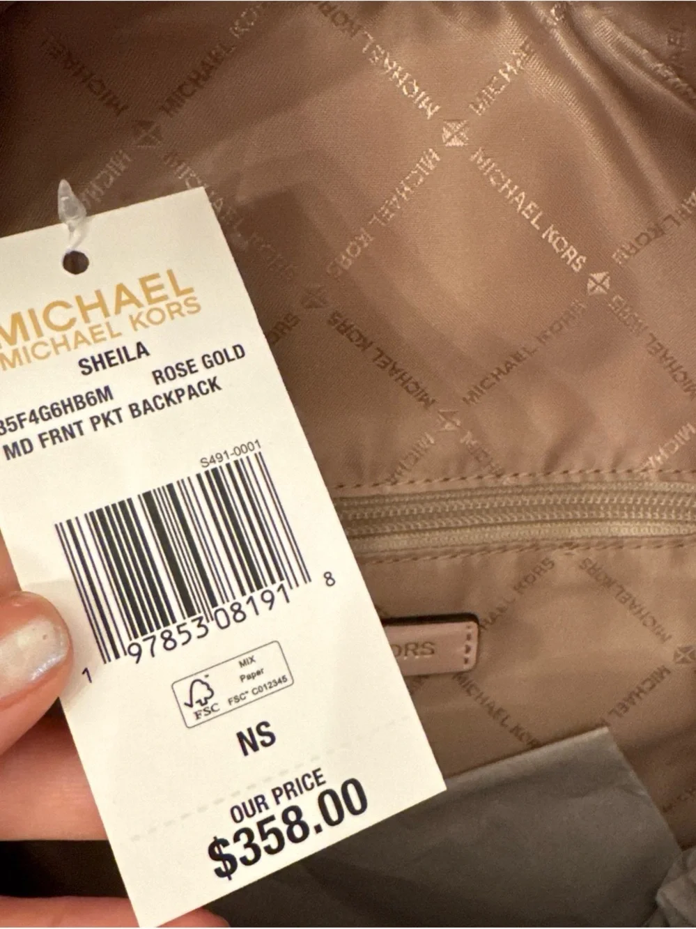 Michael Kors Cream & Beige Signature MK Backpack